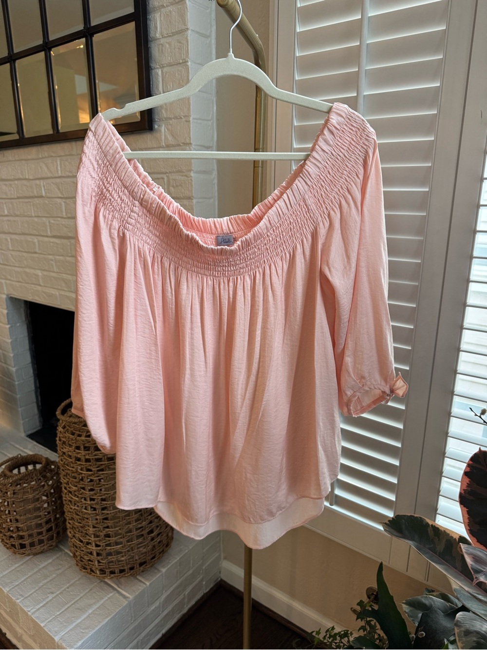 Abbeline Floral Pleated Smocked Off-the-Shoulder Top